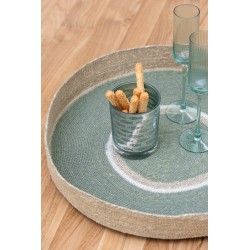 Plato redondo de junco verde 50x50x7 cm