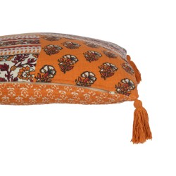 Coussin Fleurs+Floches en Coton Orange 45x45x12 cm