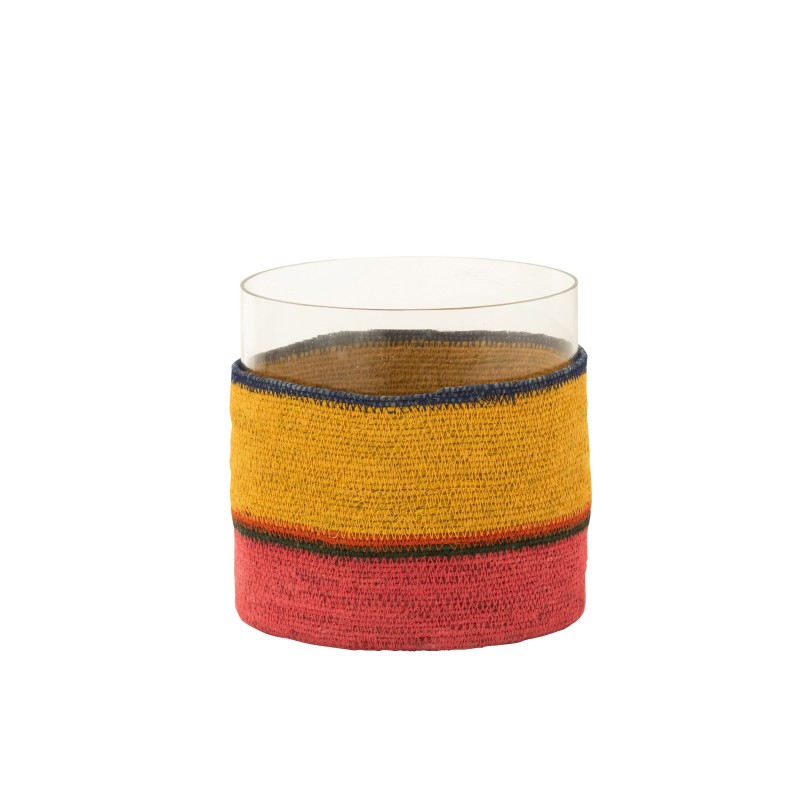 Portavelas redondo de vidrio multicolor 20x20x20 cm Portavelas redondo de vidrio multicolor 20x20x20 cm
