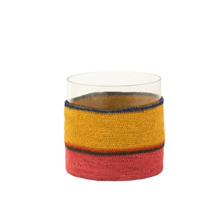 Portavelas redondo de vidrio multicolor 20x20x20 cm