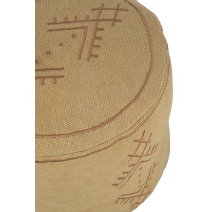 Pouf cylindre en coton sable 40x40x35 cm