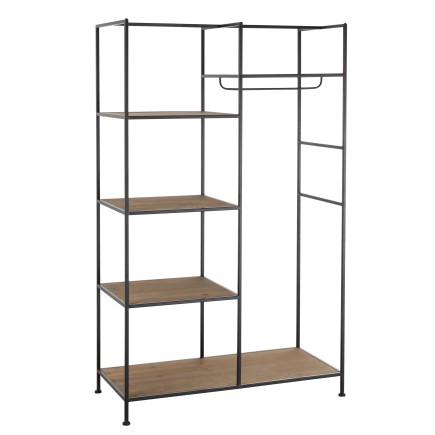 Perchero textil en metal/madera negra 111x52x181 cm
