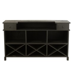 Bar avec rangements en bois de manguier noir 180*55*106 cm