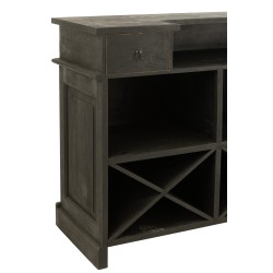 Bar avec rangements en bois de manguier noir 180*55*106 cm