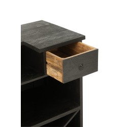 Bar avec rangements en bois de manguier noir 180*55*106 cm