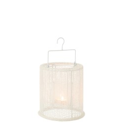 Farol colgante de poliéster blanco 18x18x21 cm