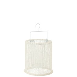 Lanterna sospesa in poliestere bianco 18x18x21 cm