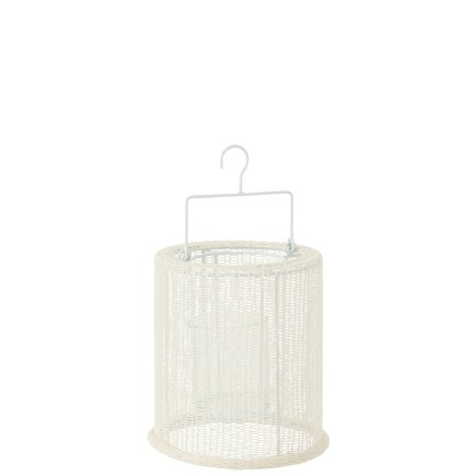 Lanterna sospesa in poliestere bianco 18x18x21 cm