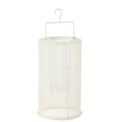 Lanterna sospesa in metallo e poliestere bianco 18x18x33 cm