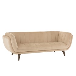 FAUTEUIL 3 PLACE LINA VELOUR/BOIS DE FRENE BEIGE