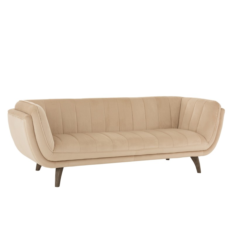 FAUTEUIL 3 PLACE LINA VELOUR/BOIS DE FRENE BEIGE FAUTEUIL 3 PLACE LINA VELOUR/BOIS DE FRENE BEIGE