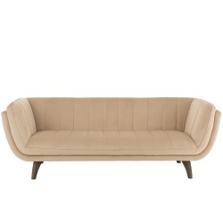 FAUTEUIL 3 PLACE LINA VELOUR/BOIS DE FRENE BEIGE