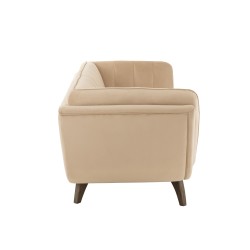 FAUTEUIL 3 PLACE LINA VELOUR/BOIS DE FRENE BEIGE