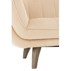 FAUTEUIL 3 PLACE LINA VELOUR/BOIS DE FRENE BEIGE