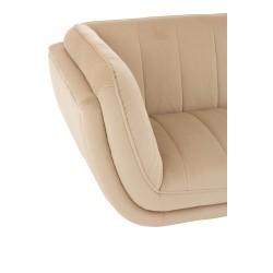 FAUTEUIL 3 PLACE LINA VELOUR/BOIS DE FRENE BEIGE