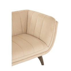 FAUTEUIL 3 PLACE LINA VELOUR/BOIS DE FRENE BEIGE