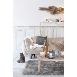 FAUTEUIL 3 PLACE LINA VELOUR/BOIS DE FRENE BEIGE