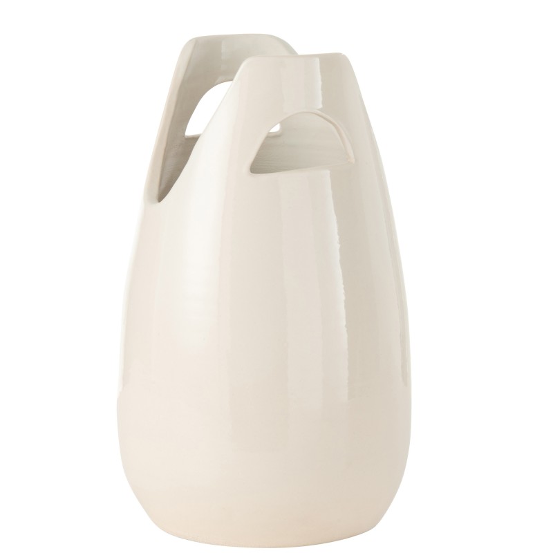 Vase anse en céramique blanche 23x23x40 cm Vase anse en céramique blanche 23x23x40 cm