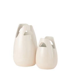 Vase anse en céramique blanche 23x23x40 cm