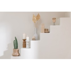 Cache-pot organique en céramique beige 18x18x11 cm