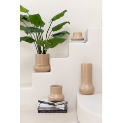 Vase organique en céramique beige 14x14x40 cm