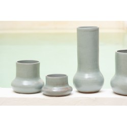 Vase céramique en poterie bleu gris 14x14x40 cm