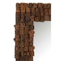 Grand miroir en bois recyclé noir 100x8x180 cm