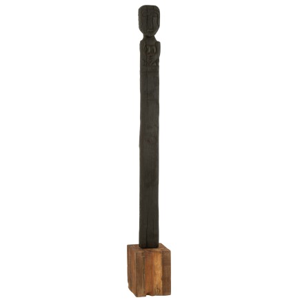 Statue Kuru en bois noir 20x20x160 cm