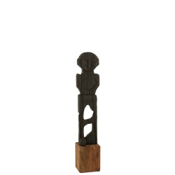 Statue Mara en bois recyclé noir 20x20x107.5 cm