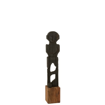 Statue Mara en bois recyclé noir 20x20x107.5 cm