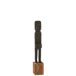 Statue Boro en bois noir 20x20x115 cm