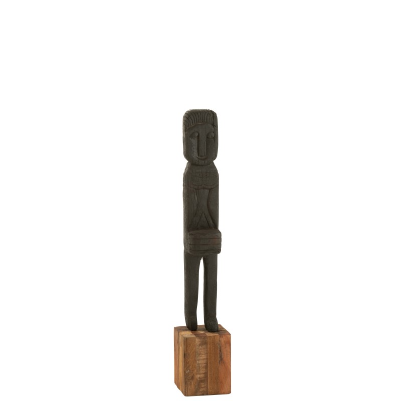 Estátua Boro em madeira preta 20x20x115 cm Estátua Boro em madeira preta 20x20x115 cm