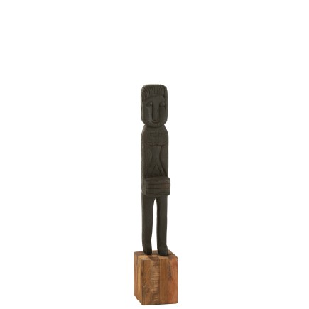 Statue Boro en bois noir 20x20x115 cm
