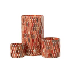 Photophore feuille en verre rouge/orange 12.5x12.5x23 cm