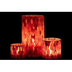 Photophore feuille en verre rouge/orange 12.5x12.5x23 cm