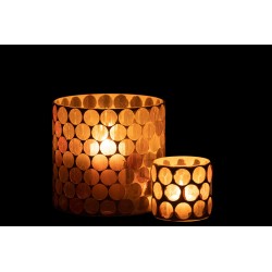 Photophore cercle en verre blanc/orange 15x15x15 cm