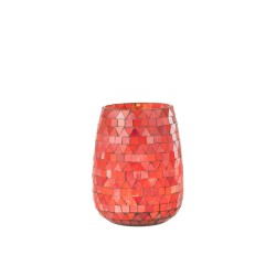 Photophore triangle en verre rose 12.5x12.5x16 cm