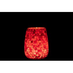 Photophore triangle en verre rose 12.5x12.5x16 cm