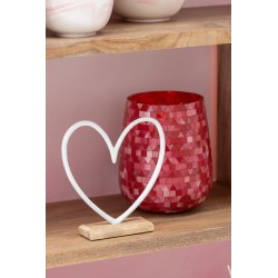 Photophore triangle en verre rose 12.5x12.5x16 cm