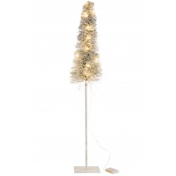 Árbol de Navidad LED de madera blanca de 18x18x99 cm