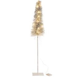 Árbol de Navidad LED de madera blanca de 18x18x99 cm