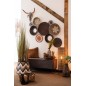 Cuscino quadrato in pelle cognac con frange 42x41cm