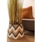 Cuscino quadrato in pelle cognac con frange 42x41cm