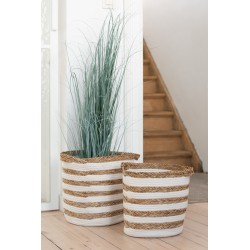 Herbes artificielles dans pot en plastique vert 50x50x180 cm