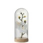 Bola de vidrio decorativa con flores y luces LED en vidrio blanco de 10x10x22 cm