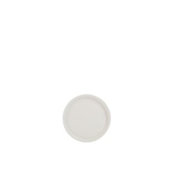 Pequeño plato redondo con borde de porcelana blanca de 11 cm de diámetro