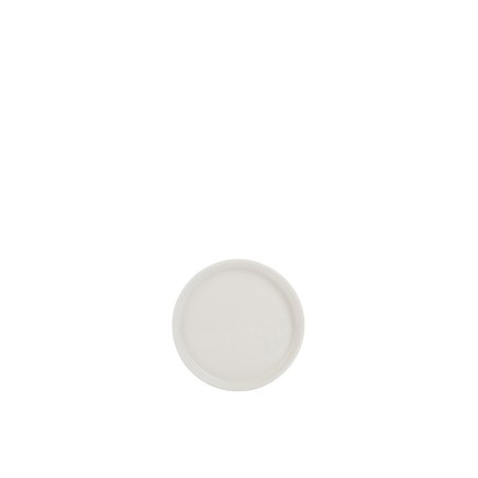 Pequeño plato redondo con borde de porcelana blanca de 11 cm de diámetro