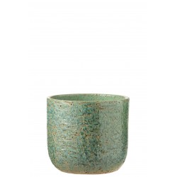 Cachepot de cerámica verde de 22x22x20 cm