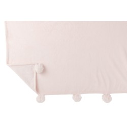 Plaid avec pompons en polyester rose clair 176x128cm
