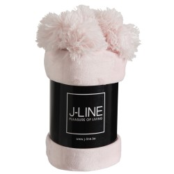 Plaid avec pompons en polyester rose clair 176x128cm